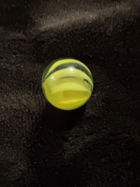Vintage Glass Marble Green Yellow Swirl