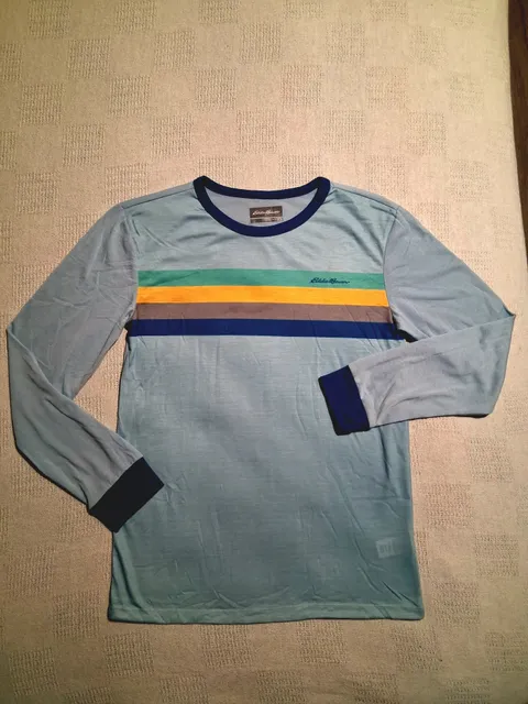 Eddie Bauer Long Sleeve Striped T-Shirt Size L (14/16) Blue