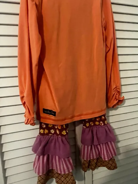 Matilda Jane Tunic and Leggings Set Size 4 Orange Multi Ruffle