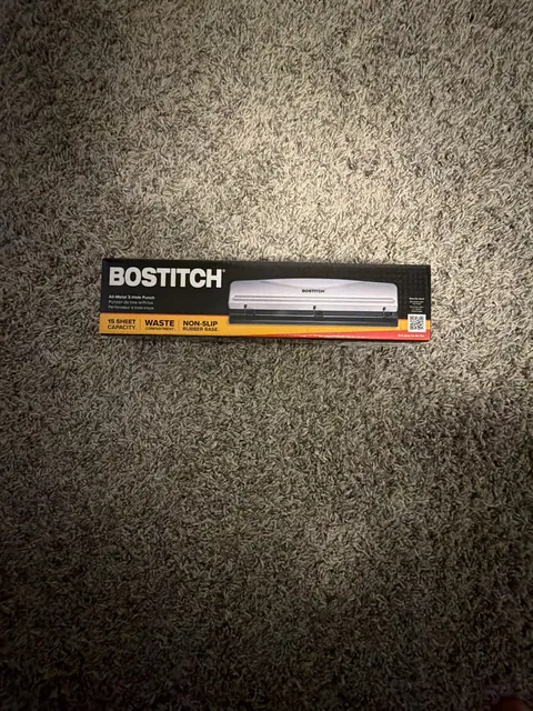 Bostitch All-Metal 3-Hole Punch 15 Sheet Capacity