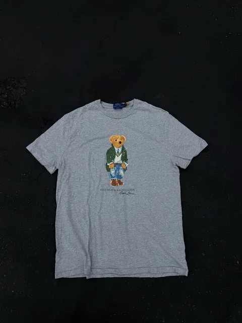 Vintage Polo Ralph Lauren Polo Bear T-Shirt Size L Gray