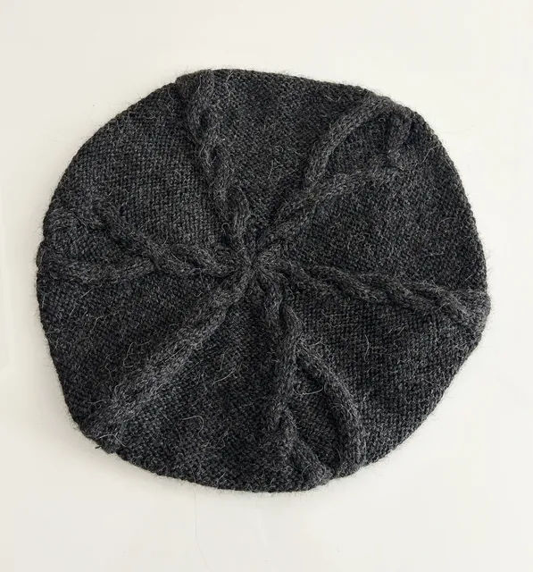 Alpaca International 100% Baby Alpaca Gray Cable Knit Beret