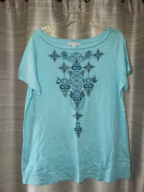 Westport 1962 Embroidered Top Size 1X Blue