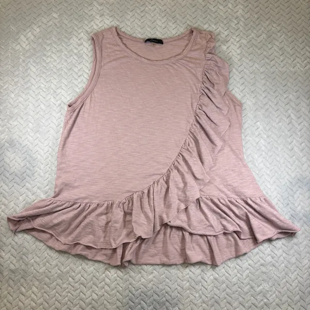 Soprano Ruffle Tank Top Size XS Mauve Pink Sleeveless Asymmetric Hem