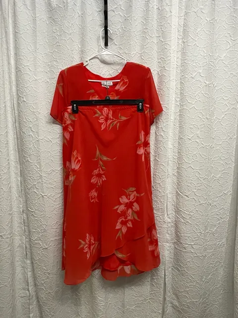 Vintage 90s Studio I Petite Floral Chiffon Blouse Asymmetrical Skirt Set 16P Red