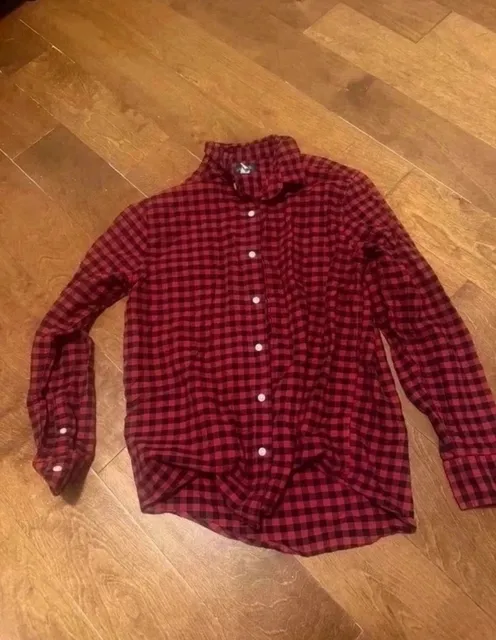 PLACE Red Plaid Button Down Shirt Size S/P Adult