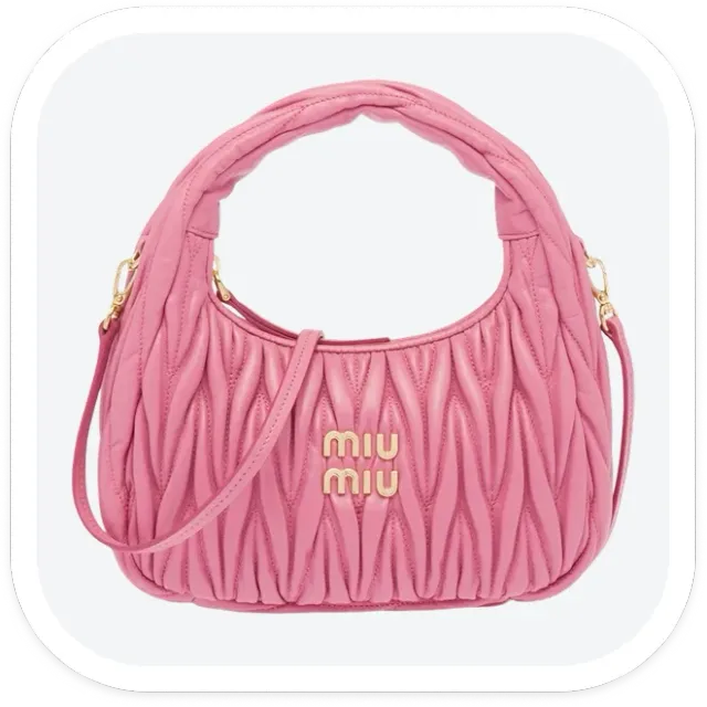 Miu Miu Wander Matelasse Nappa Leather Mini Hobo Bag in Pink