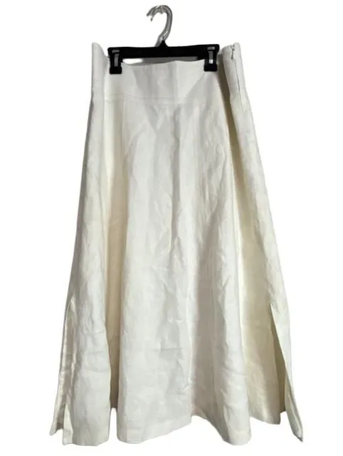 Talbots 100% Irish Linen White Flared Midi Length Skirt