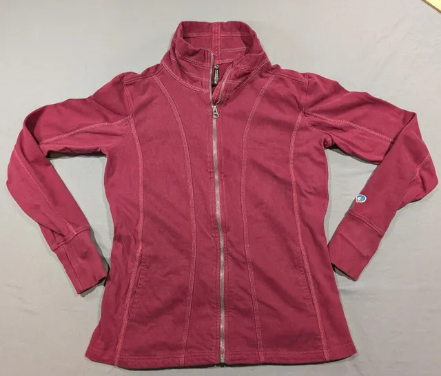 Kuhl Full Zip Jacket Size L Maroon Cotton Stand Collar