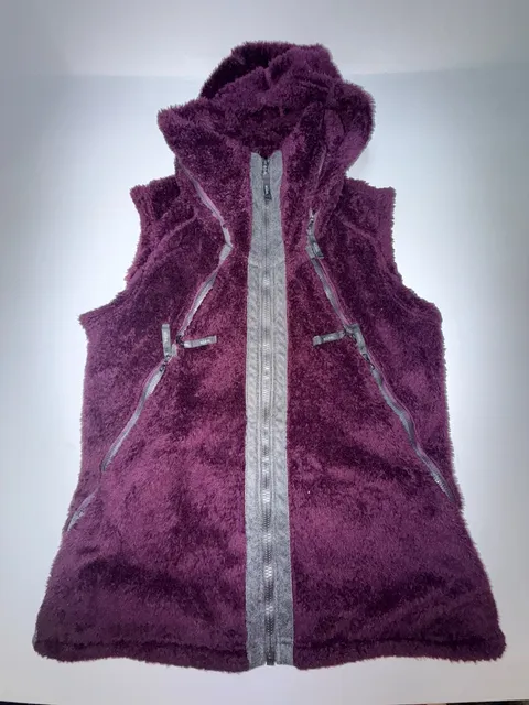 Kuhl Fleece Hooded Vest Size L Purple Sherpa Full Zip