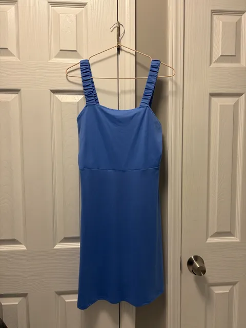 So Ruched Strap Square Neck Mini Dress Blue