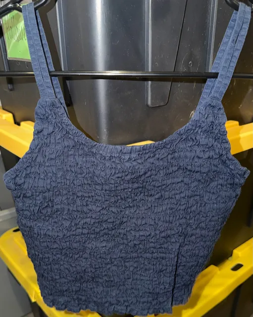 Deranged Babaton Smocked Crop Tank Top Medium-Blue
