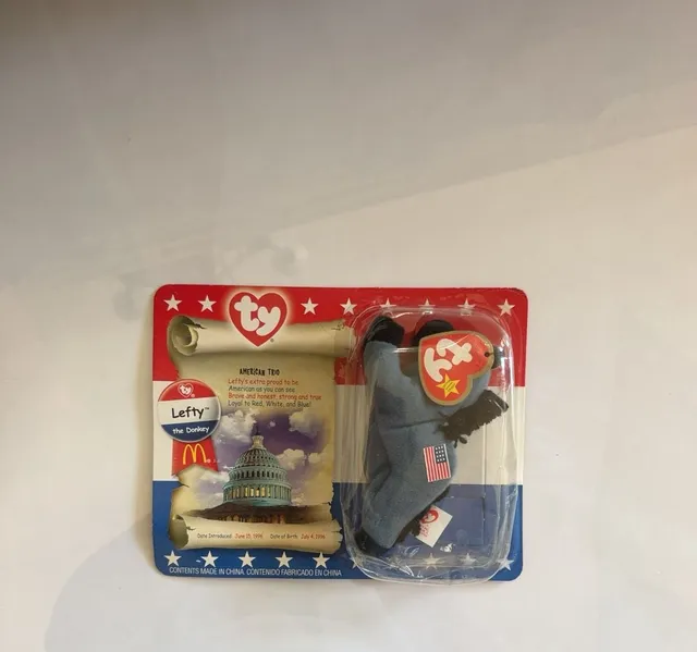 Ty Beanie Babies Lefty The Donkey McDonald's American Trio Sealed