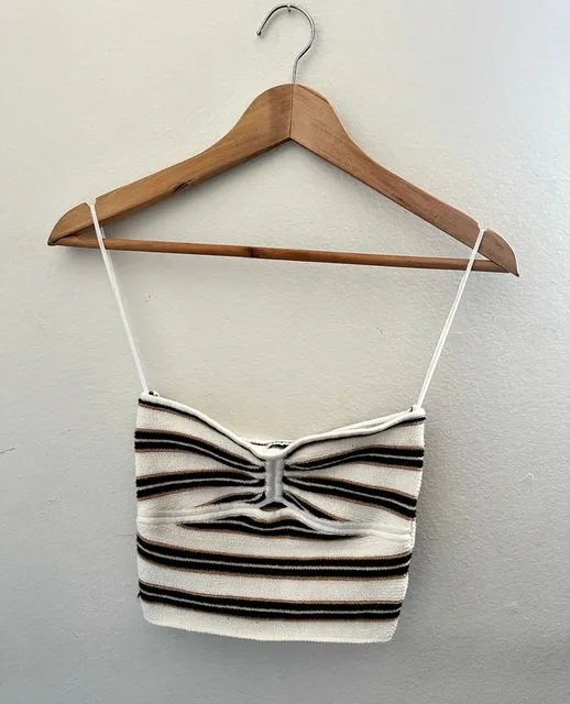 American Eagle Striped Knit Tube Top Size M