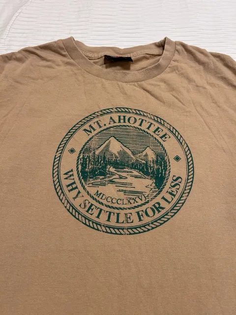 Vintage Steve & Barry's Mt. Ahottee Graphic T-Shirt - Men's L - Tan / Green