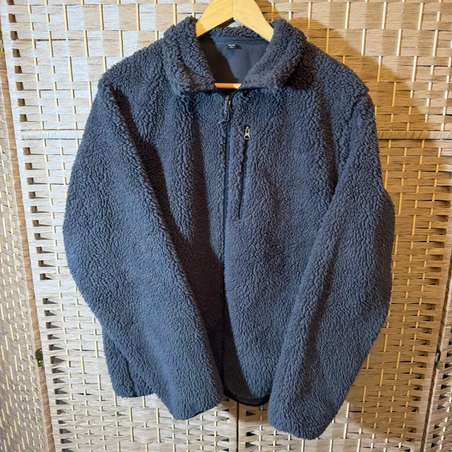 Uniqlo Fluffy Yarn Fleece Full Zip Jacket Size M Dark Gray