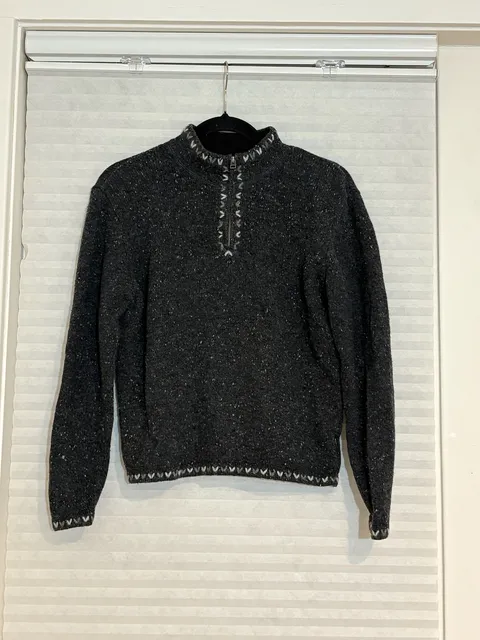 WOOLRICH Onyx Heather Pullover 1/4 Zip Sweater L