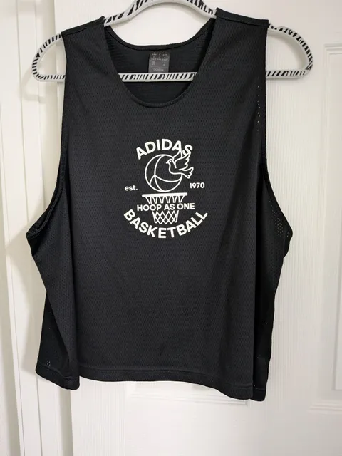 Adidas Hoop As One Basketball Tank Top Size M Black Mesh