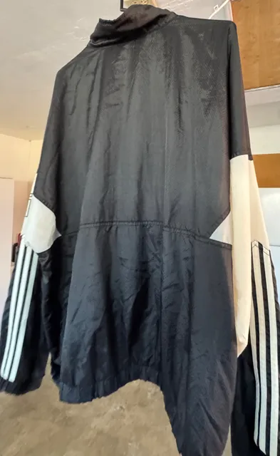 Adidas Windbreaker Jacket Size L Vintage Black White 90s Trefoil