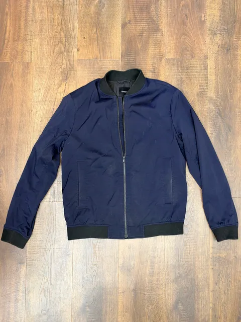 Theory Brenton O Ascend Size Large Navy Blue Bomber Jacket