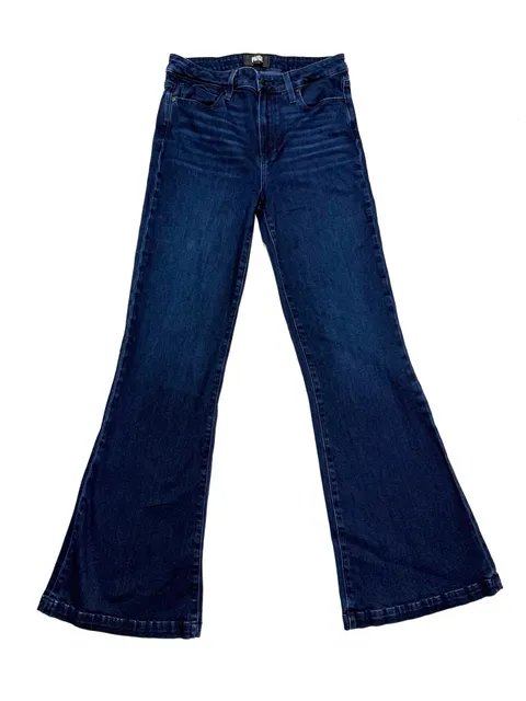 PAIGE Women's Jeans 29 Quiet Luxury Old Money Y2K Americana Retro Genevieve High Rise Flare Dark Wash Stretch Denim Bell Bottom 70s Made in USA