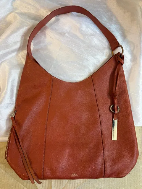 Vince Camuto Rust Orange Leather Hobo Shoulder Bag