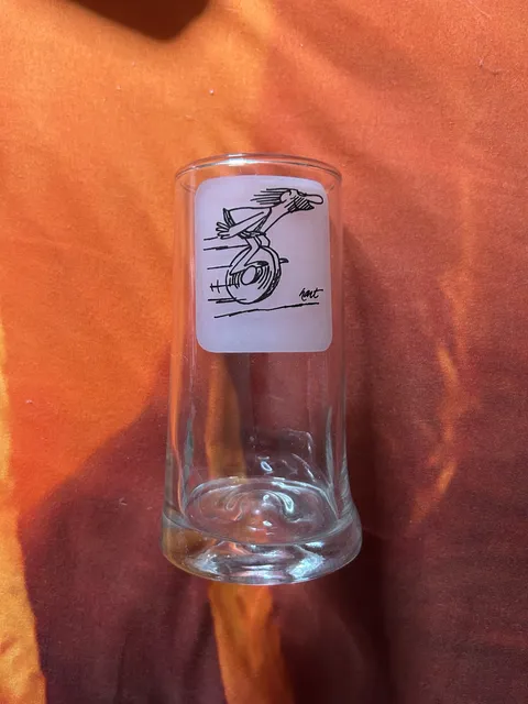 Johnny Hart B.C. Cartoon Glass Vintage Heavy Base Tall Drinking Glass