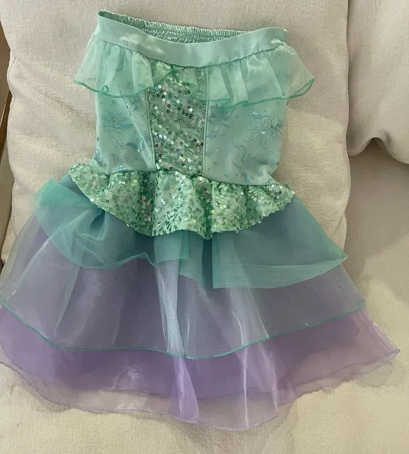 Disney The Little Mermaid Ariel Tutu Skirt Size 4 Sequin Ruffled Green