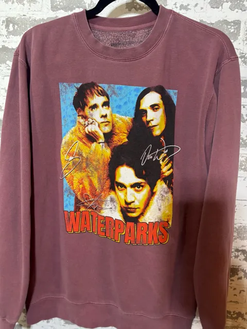 Waterparks Band Graphic Print Crewneck Sweatshirt Mauve MED