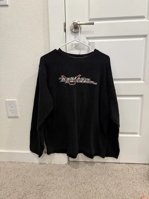 Harley Davidson Thermal Long Sleeve Shirt Size L Black Embroidered logo