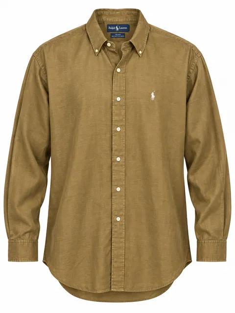 Ralph Lauren Blake Long Sleeve Silk Linen Shirt Size X-Large Tan