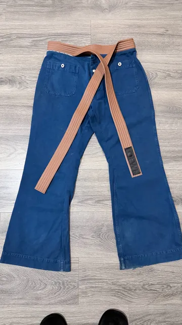 Loewe Trousers Size 50 Blue Cotton Leather Belt