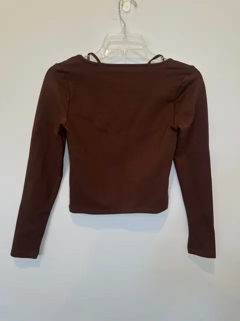 Abercrombie & Fitch Square Neck Long Sleeve Top Size XS Brown