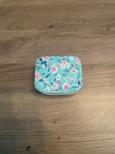 bebe Floral Travel Jewelry/Medicine Box Teal Blue Pink Roses