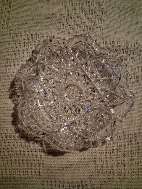 Vintage Cut Glass Crystal Trinket Dish Ashtray