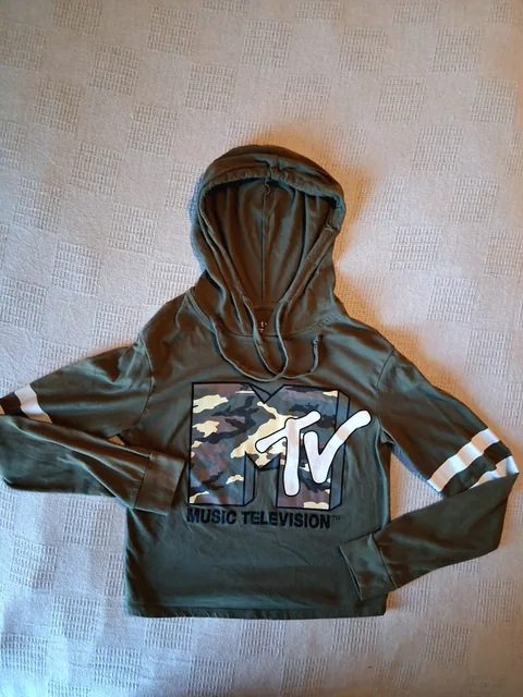 Love Tribe MTV Hoodie Size XS Olive Green Camo Music Television