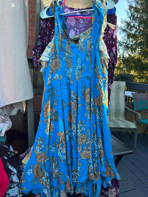 Torrid Blue Floral Cold Shoulder Dress