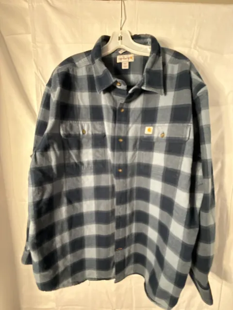 Carhartt Hubbard Plaid Flannel Shirt Size 2XL Blue Original Fit