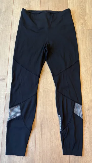 Avia Leggings Size M (8-10) Black Mesh Activewear Pants