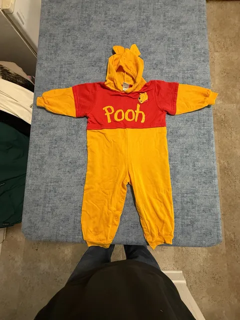 Disney Pooh Winnie The Pooh Hooded Romper Size XL (4T) Red Yellow