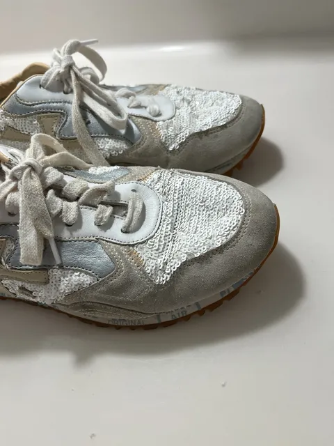 PREMIATA Sequin Sneakers White Silver
