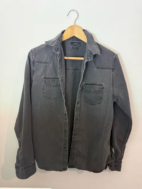 Zara Denim Shirt Black Relaxed Fit