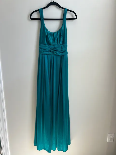 Teal Satin Evening Gown Dress