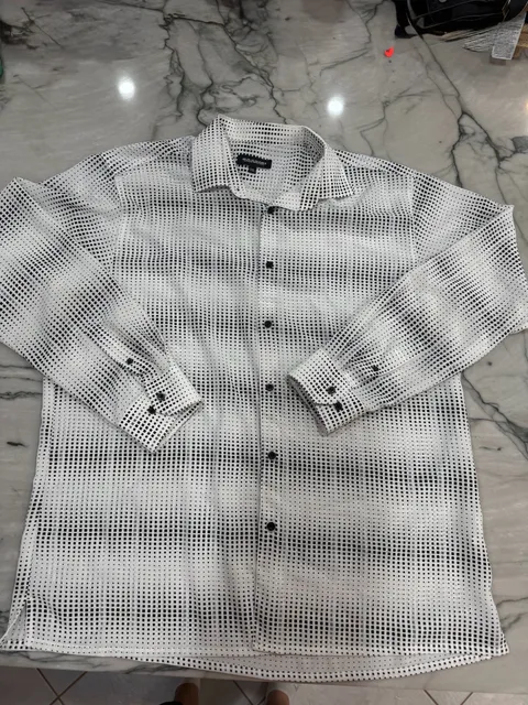 Bassiri Limited Collection Button-Up Shirt Size XXL Black White Geometric