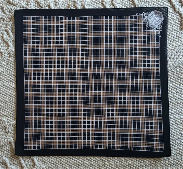 Felix Bühler Plaid Handkerchief Pocket Square Black Brown