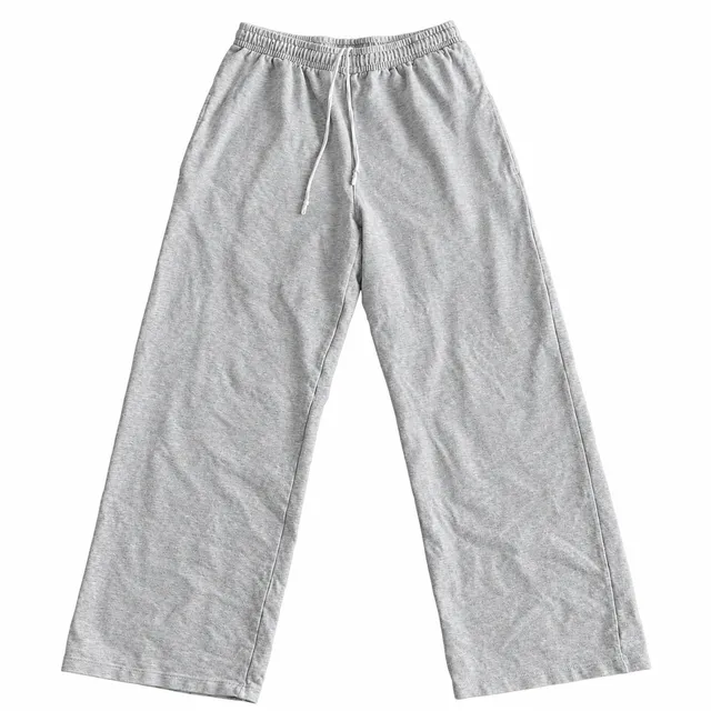 Brandy Melville Wide Leg Sweatpants Light Heather Gray Cotton Drawstring