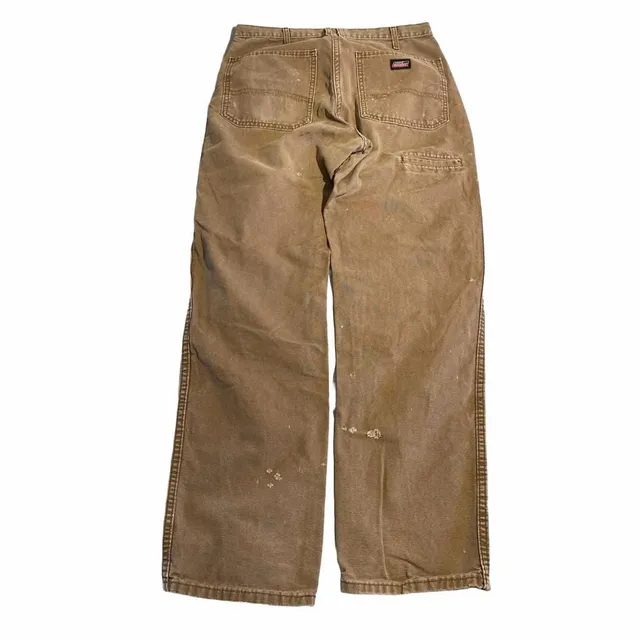 Dickies Carpenter Pants Size 32x34 Brown Duck Paint Splatter Workwear