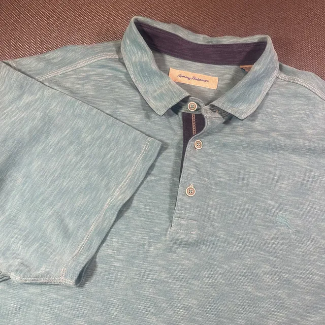 Tommy Bahama Polo Shirt Size XXXL Blue Tencel Modal Short Sleeve