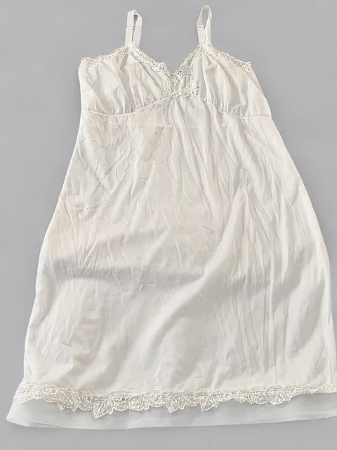 Vintage Lace Trim Slip Dress White Lingerie