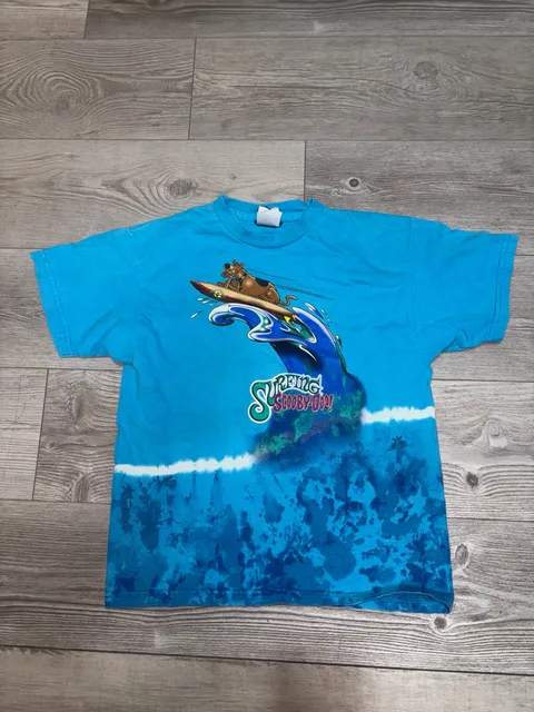 Cartoon Network Scooby-Doo Surfing T-Shirt Small Blue Tie-Dye Vintage 2000